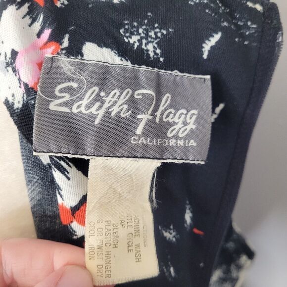 VINTAGE‎ 60s/70s dress black floral sleeveless midi  M - Picture 9 of 13